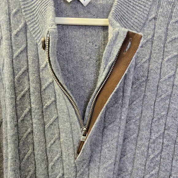 Peter Millar Wool & Cashmere Blend Cable Knit Quarter Zip Sweater Size 2X Tall - Picture 6 of 8